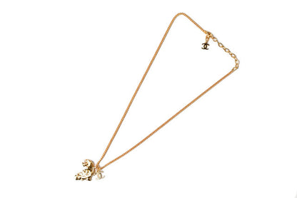 Top Quality Chanel Necklace/Pendant Chain with African Motif. CC Rhinestones. Gold