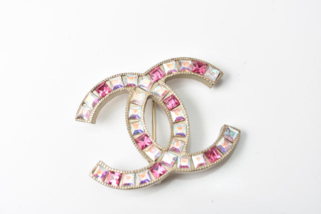 Top Quality Chanel Brooch Metal Rhinestone Pink Multi Gold