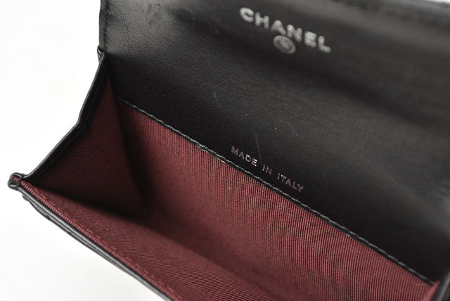 Top Quality Chanel Lambskin Coin/Card Case Black/Bordeaux