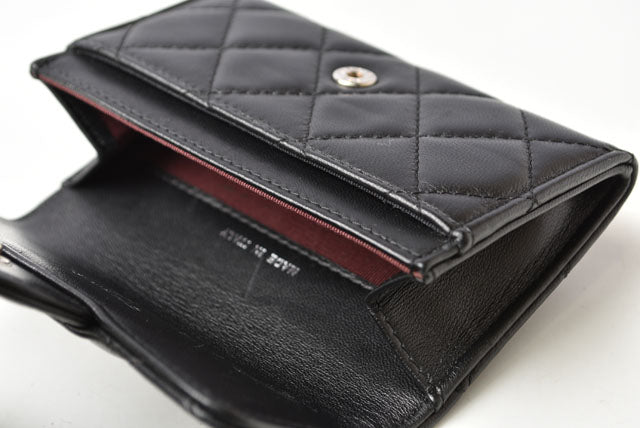 Top Quality Chanel Lambskin Coin/Card Case Black/Bordeaux
