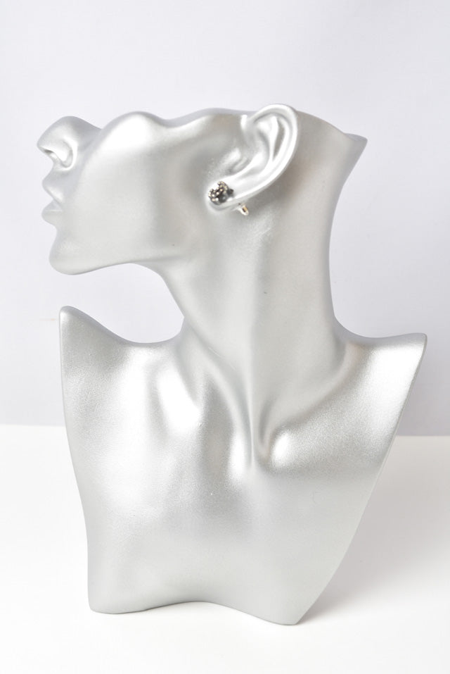 Top Quality Chanel Earrings CC Gunmetal Rhinestone