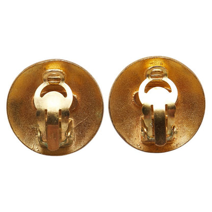 Top Quality Chanel Vintage Coco Mark Button Motif Clip-On Earrings Gold Plated