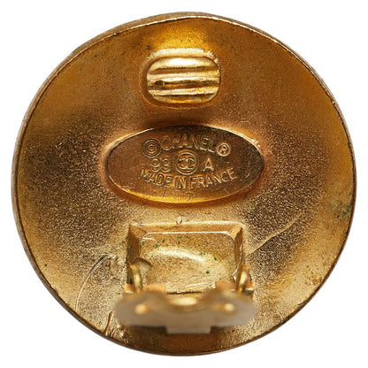 Top Quality Chanel Vintage Coco Mark Button Motif Clip-On Earrings Gold Plated