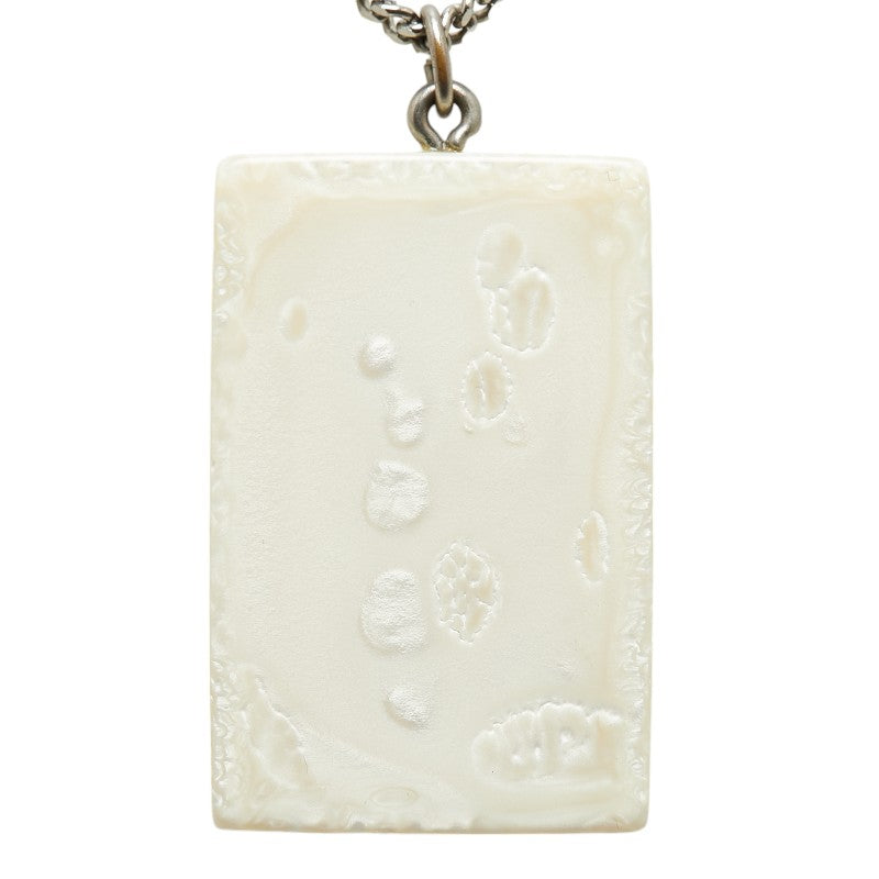 Top Quality Chanel Cambon Plate Necklace White Silver Plastic Plated