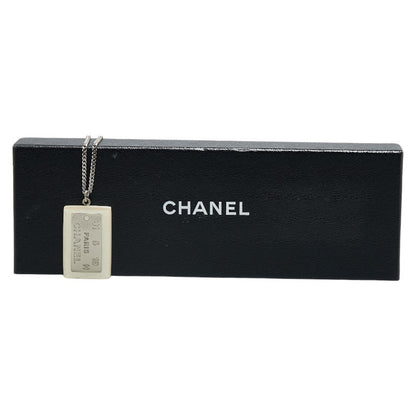 Top Quality Chanel Cambon Plate Necklace White Silver Plastic Plated