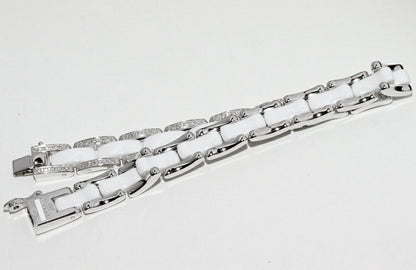 Top Quality Chanel White Gold Ceramic Diamond Bracelet J2931