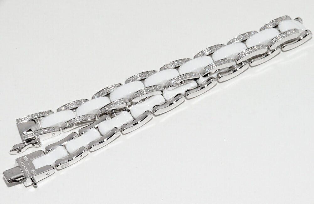 Top Quality Chanel White Gold Ceramic Diamond Bracelet J2931