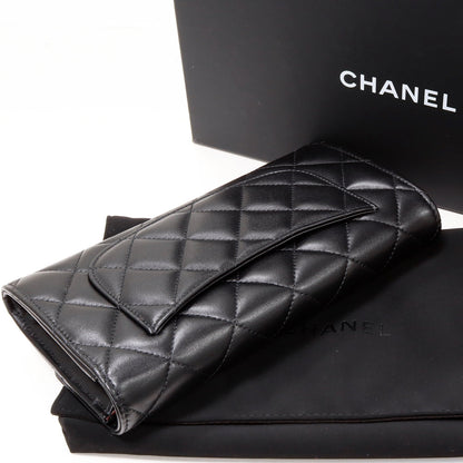 Top Quality Chanel Lambskin Classic Flap Wallet Black Gold AP0241