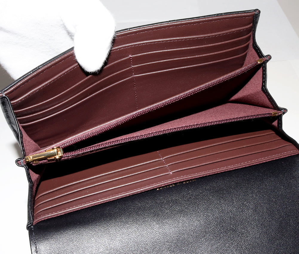 Top Quality Chanel Lambskin Classic Flap Wallet Black Gold AP0241