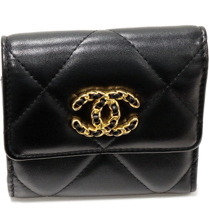Top Quality Chanel Lambskin Trifold Wallet Black