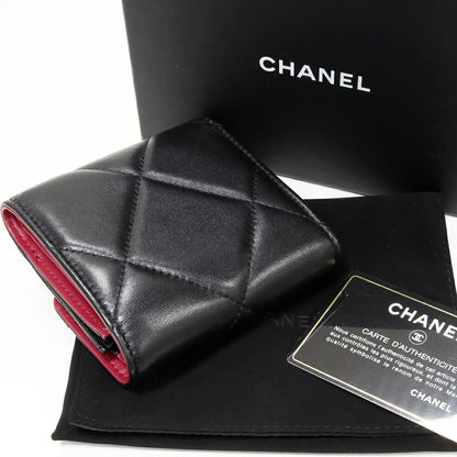 Top Quality Chanel Lambskin Trifold Wallet Black