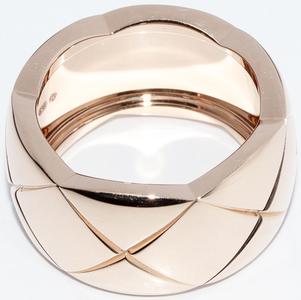 Top Quality Chanel K18 Beige Gold Diamond Coco Crush Ring