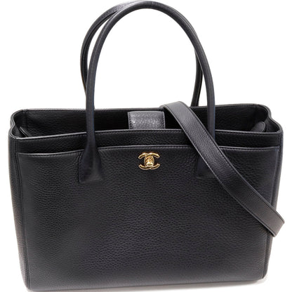 Top Quality Chanel 2WAY Tote Bag Soft Caviar Skin Black