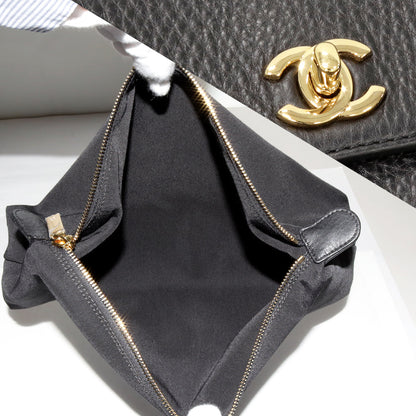 Top Quality Chanel 2WAY Tote Bag Soft Caviar Skin Black
