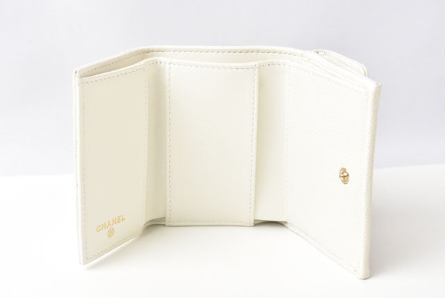 Top Quality Chanel Caviar Skin Boy Top Quality Chanel Mini Wallet Off White Gold