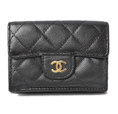 Top Quality Chanel Caviar Skin Compact Wallet A84401 Black