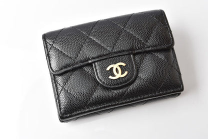 Top Quality Chanel Caviar Skin Compact Wallet A84401 Black