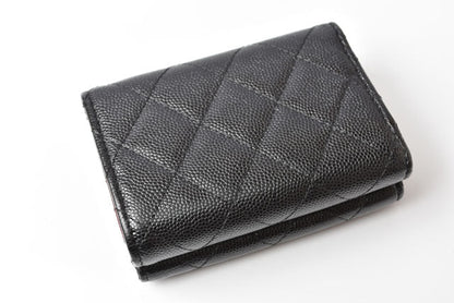 Top Quality Chanel Caviar Skin Compact Wallet A84401 Black