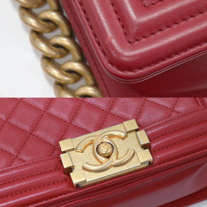 Top Quality Chanel Boy Chain Shoulder Bag Lambskin Red A67085