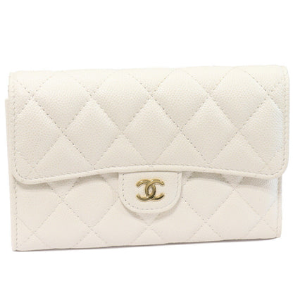 Top Quality Chanel Caviar Skin Bifold Wallet Matelasse Medium Classic Flap AP0232