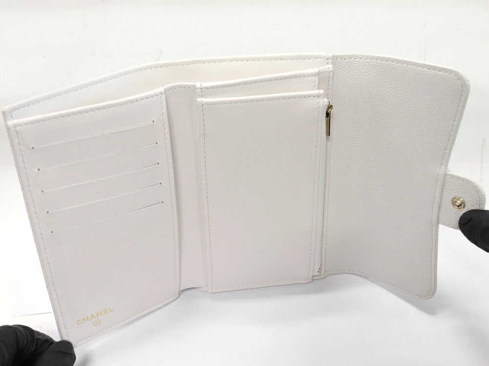 Top Quality Chanel Caviar Skin Bifold Wallet Matelasse Medium Classic Flap AP0232