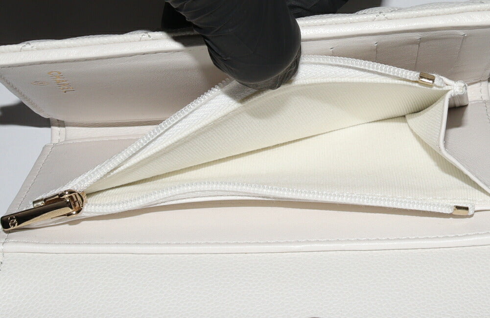 Top Quality Chanel Caviar Skin Bifold Wallet Matelasse Medium Classic Flap AP0232