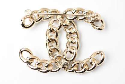 Top Quality Chanel Brooch Coco Mark Rhinestone Gold/Black