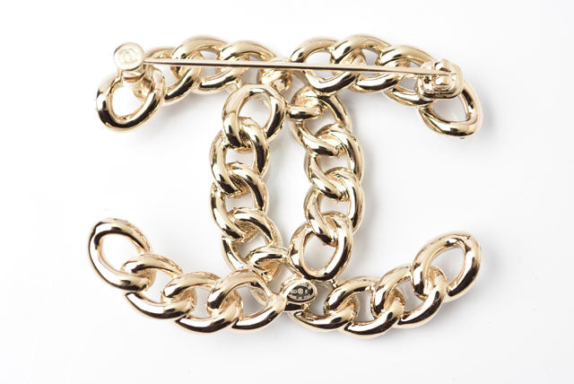 Top Quality Chanel Brooch Coco Mark Rhinestone Gold/Black