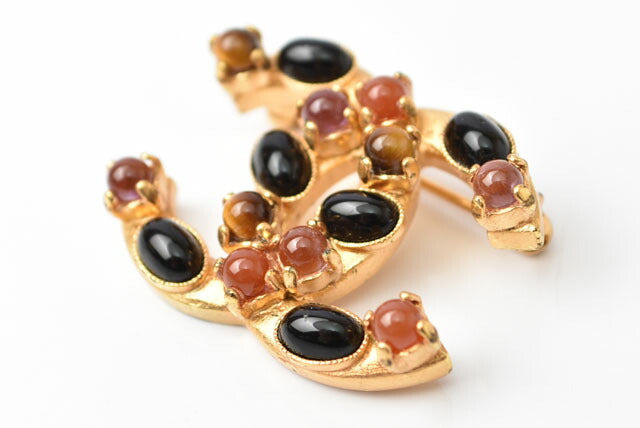 Top Quality Chanel Brooch Coco Mark Color Stone Gold
