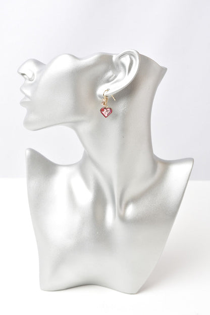 Top Quality Chanel Swing Earrings CC Mark Heart Motif Pink Gold