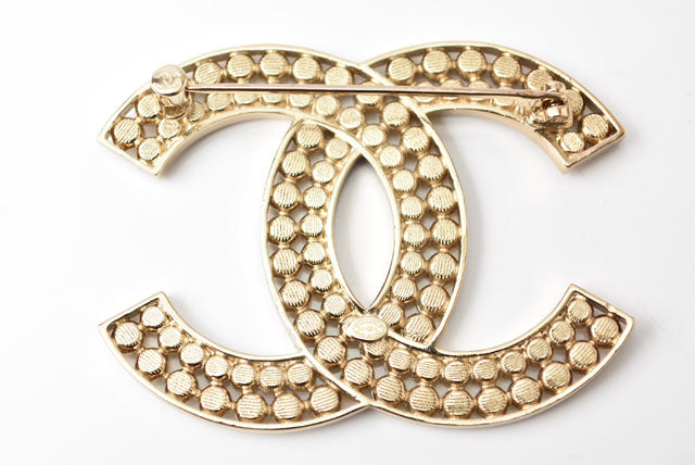 Top Quality Chanel Brooch Coco Mark Rhinestone Gold