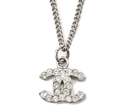 Top Quality Chanel Necklace/Pendant Coco Mark CC Rhinestone Silver/White