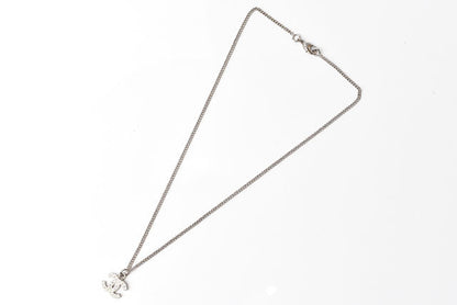 Top Quality Chanel Necklace/Pendant Coco Mark CC Rhinestone Silver/White