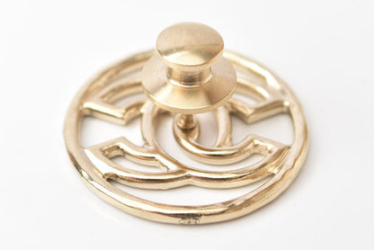 Top Quality Chanel Metal Brooch Circle Coco Mark Gold