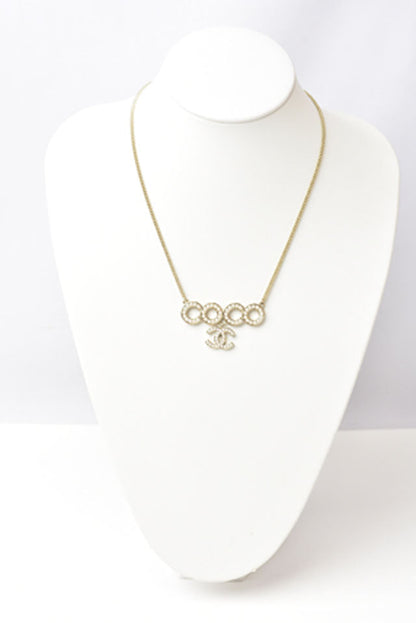Top Quality Chanel Necklace/Pendant Coco Mark CC Pearl Motif Gold/White