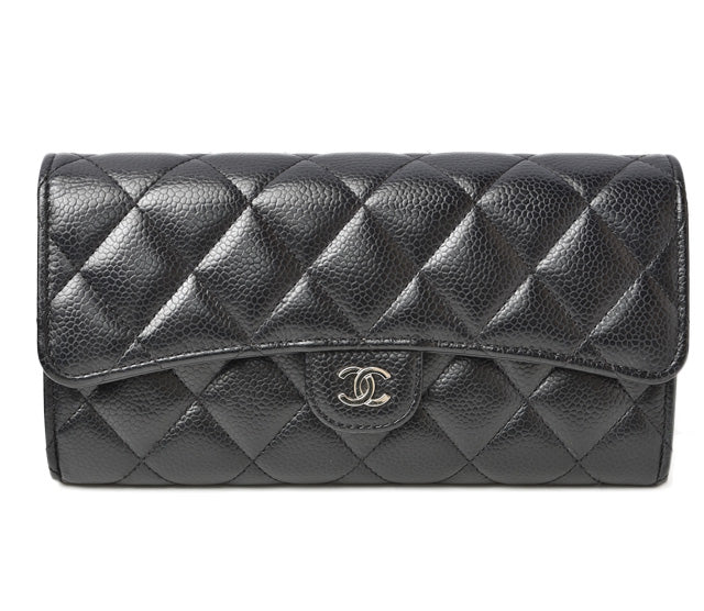 Top Quality Chanel Caviar Skin Long Wallet Timeless Classic Matelasse AP0241