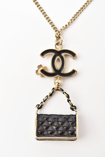 Top Quality Chanel Necklace/Pendant Coco Mark Clover Motif Gold/Black