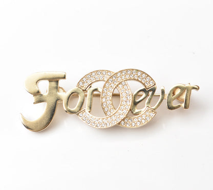 Top Quality Chanel Brooch with Rhinestones and Coco Mark. Gold
