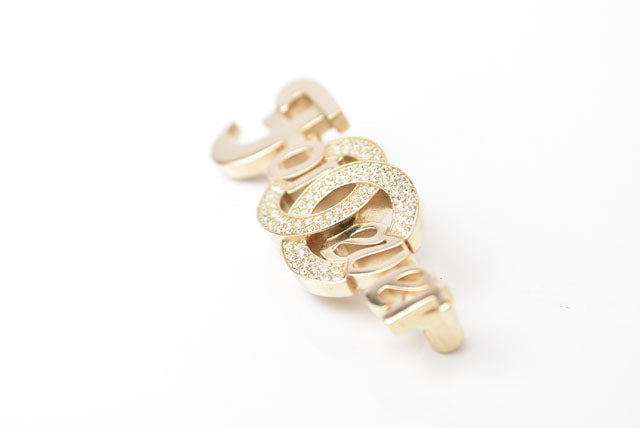 Top Quality Chanel Brooch with Rhinestones and Coco Mark. Gold