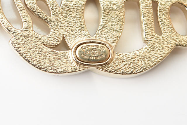 Top Quality Chanel Brooch with Rhinestones and Coco Mark. Gold