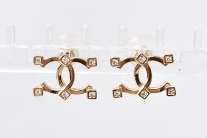 Top Quality Chanel Gold CC Mark Rhinestone Earrings