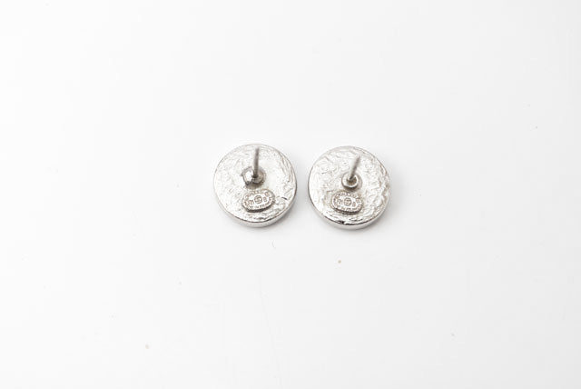 Top Quality Chanel CC Circle Rhinestone Silver Earrings