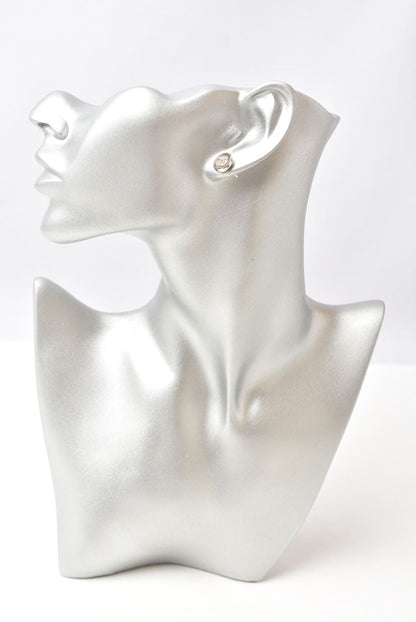 Top Quality Chanel CC Circle Rhinestone Silver Earrings