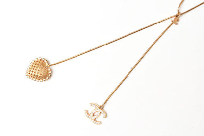 Top Quality Chanel Necklace/Pendant Long CC Heart Rhinestone Gold