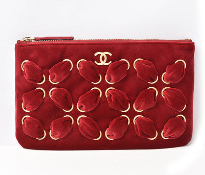 Top Quality Chanel Red Velvet Clutch Bag/Flat Pouch