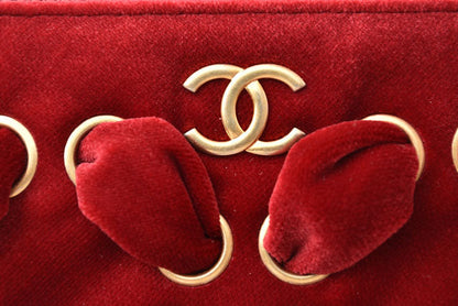 Top Quality Chanel Red Velvet Clutch Bag/Flat Pouch