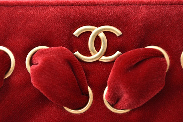 Top Quality Chanel Red Velvet Clutch Bag/Flat Pouch