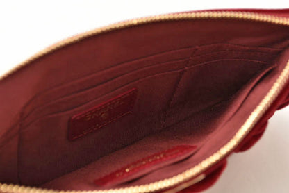 Top Quality Chanel Red Velvet Clutch Bag/Flat Pouch
