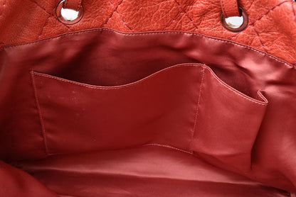 Top Quality Chanel Quilted Leather Shoulder Tote Bag Dark Pink/Silver