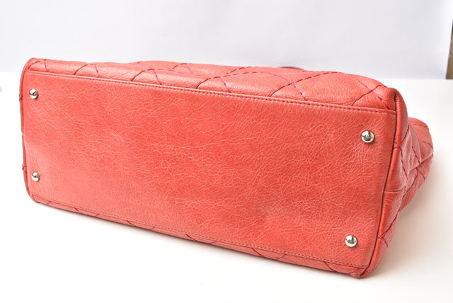 Top Quality Chanel Quilted Leather Shoulder Tote Bag Dark Pink/Silver